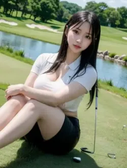 몸매 좋은 여자 골프 즐기기